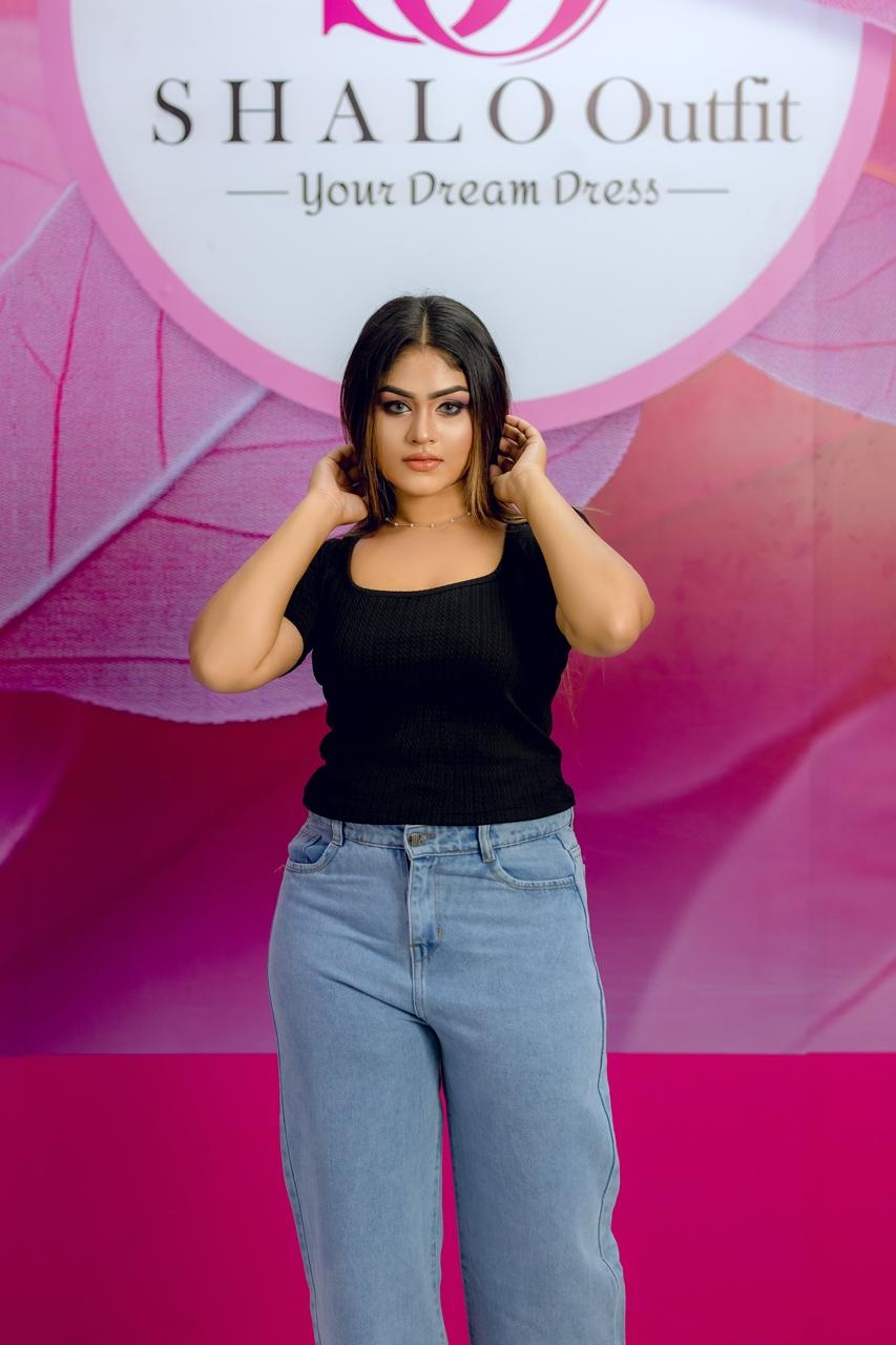 Puffhand Emboss Cotton Rib Croptop